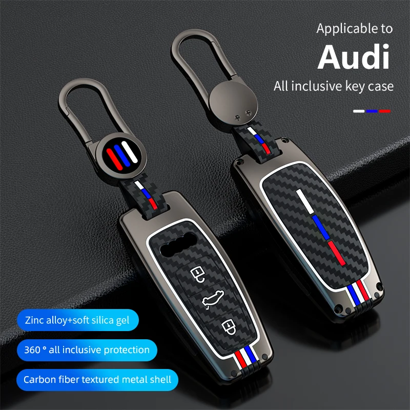 

Zinc Alloy Car Remote Key Case Cover Shell For Audi for Audi A6 A7 A8 E-tron Q5 Q7 Q8 C8 D5 Protector Holder Fob Car Accessories