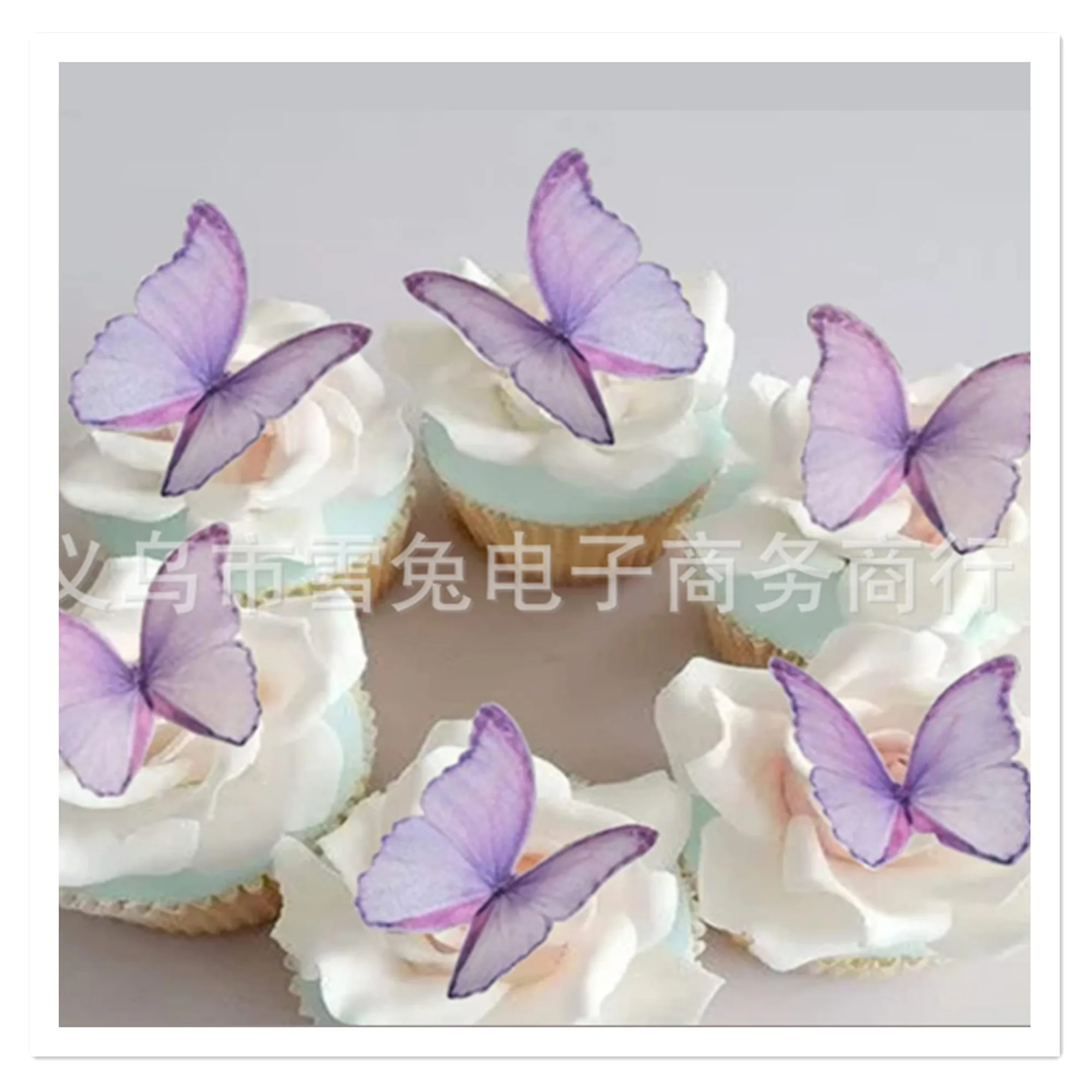 

48PCS new watercolor butterfly edible Oblaat Birthday cake decoration sticker weihua paper printing wholesale
