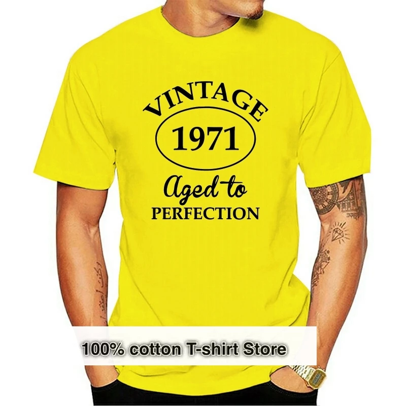 

Vintage 1971 Aged to Perfection Born In 1971 T shirts Men Dad Father birthday gift Short Sleeve Cotton T-shirt O-neck Retro Tops