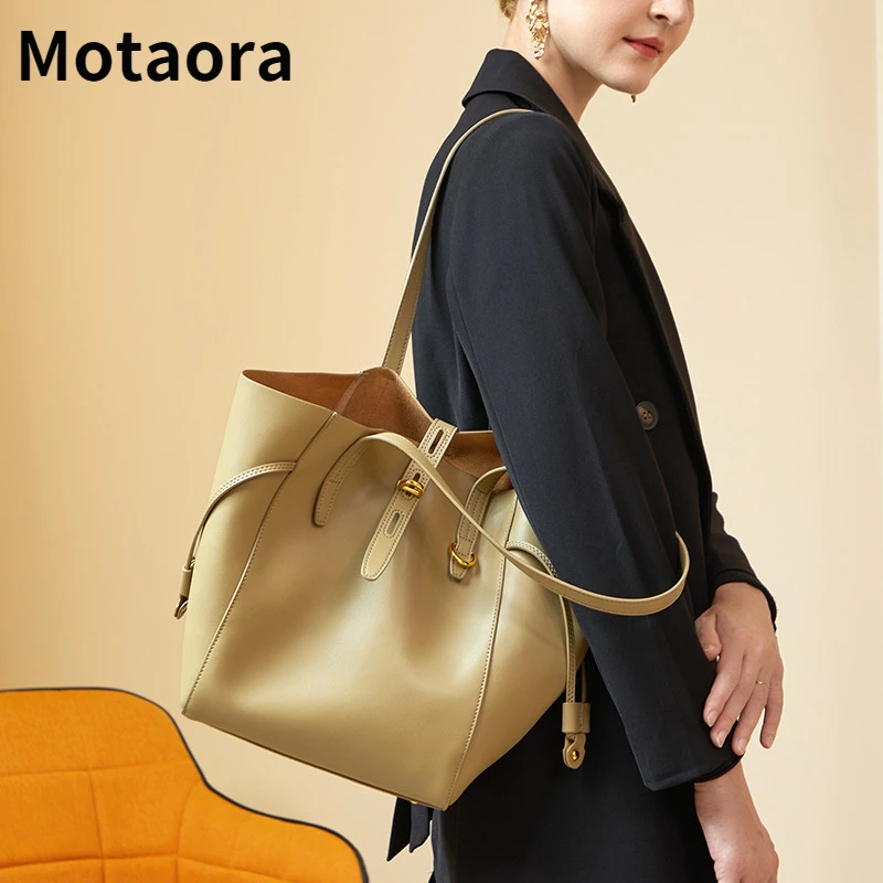 

MOTAORA Genuine Leather Large Tote Bags For Women Luxury Bucket High Quality Bag Woman Handbags For Women's 2022 Trend Handbag