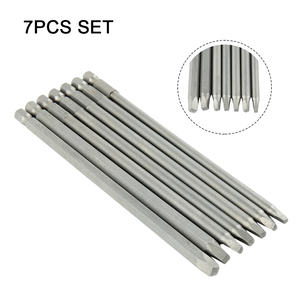 

7pcs 150mm Square Head Screwdriver Bits Set 1/4Inch Hex Alloy Steel Magnetic Screw Driver Bits For Electric Screwdrivers SQ1-SQ5