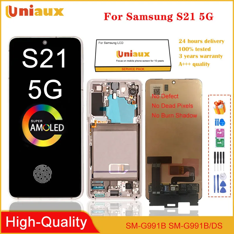 Super AMOLED для Samsung Galaxy S21 LCD G991 G990F/DS G991F дисплей сенсорный экран с рамкой дигитайзер