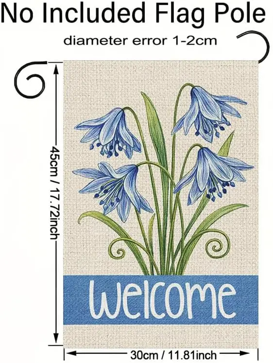 Фото Флаг для сада BrandName Blue Floral Garden Flag, двусторонний полиэстеровый флаг для улицы, декоративный флаг с цветами для газона, приветствующий весну, MMZ №3