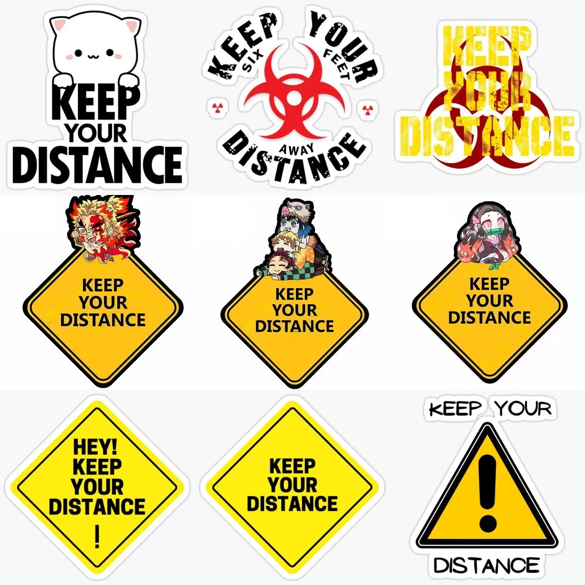 

Наклейка на автомобиль «держать ваше расстояние», аниме, рассекающий демонов, защитный знак, наклейка на багажник JDM, Мультяшные автомобильные аксессуары
