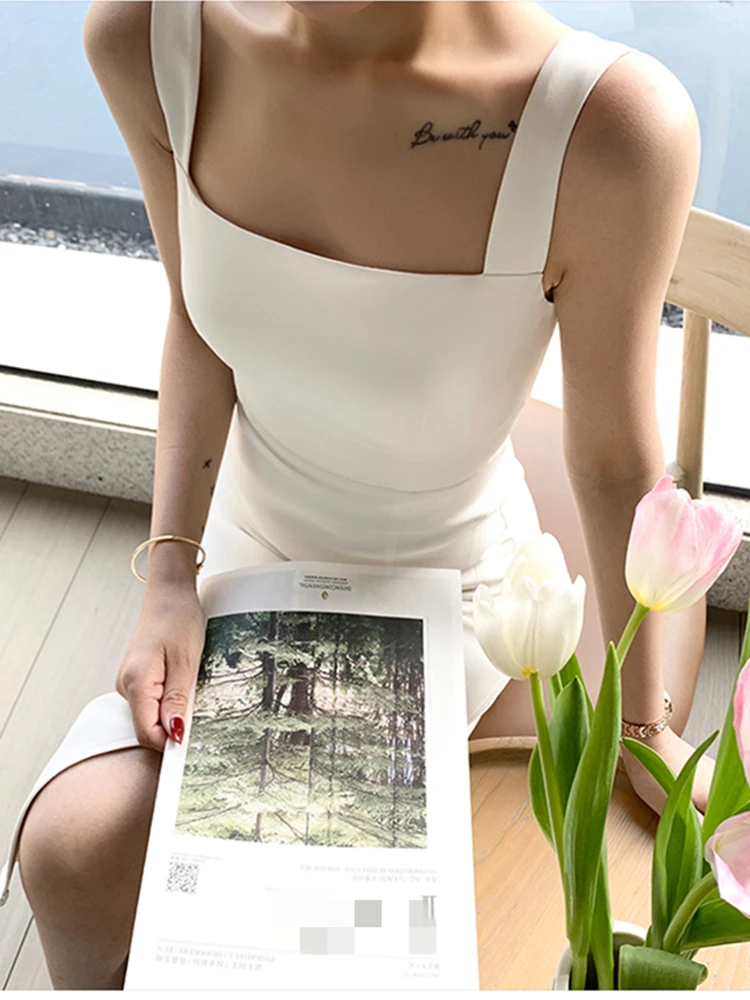 

Женское летнее облегающее платье без рукавов, Модный женский элегантный базовый сарафан на бретелях-спагетти с разрезом, Новое поступление...