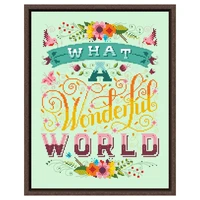 what a wonderful world cross stitch kit word design 18ct 14ct 11ct light green canvas stitching embroidery diy wall home decor