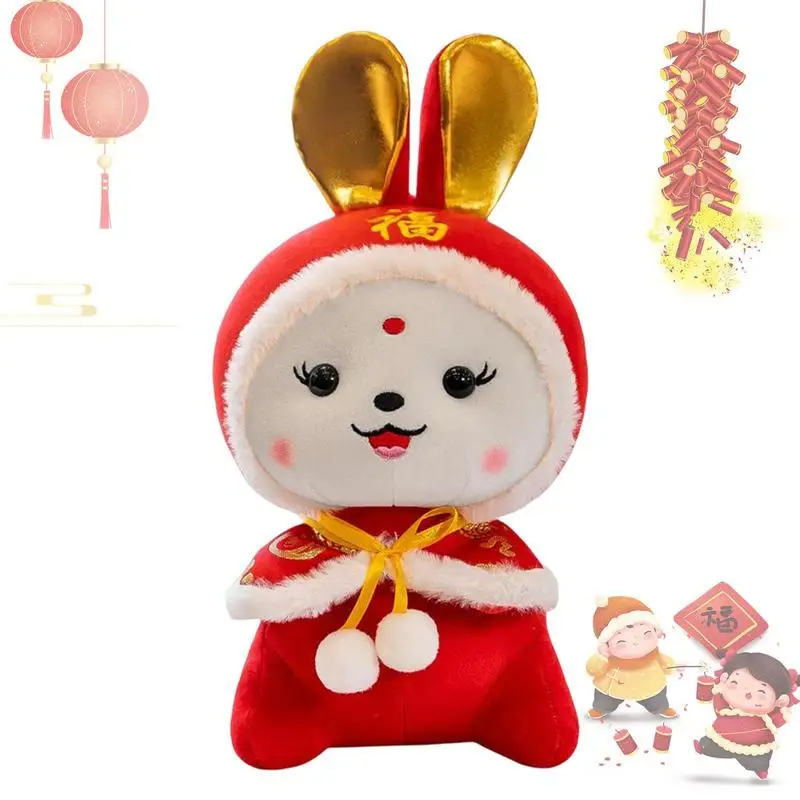 

2023 китайский новогодний кролик мягкая кукла Китайский Новый Год кролика талисман с Тан костюм кролик подушка игрушка для 2023 Новинка