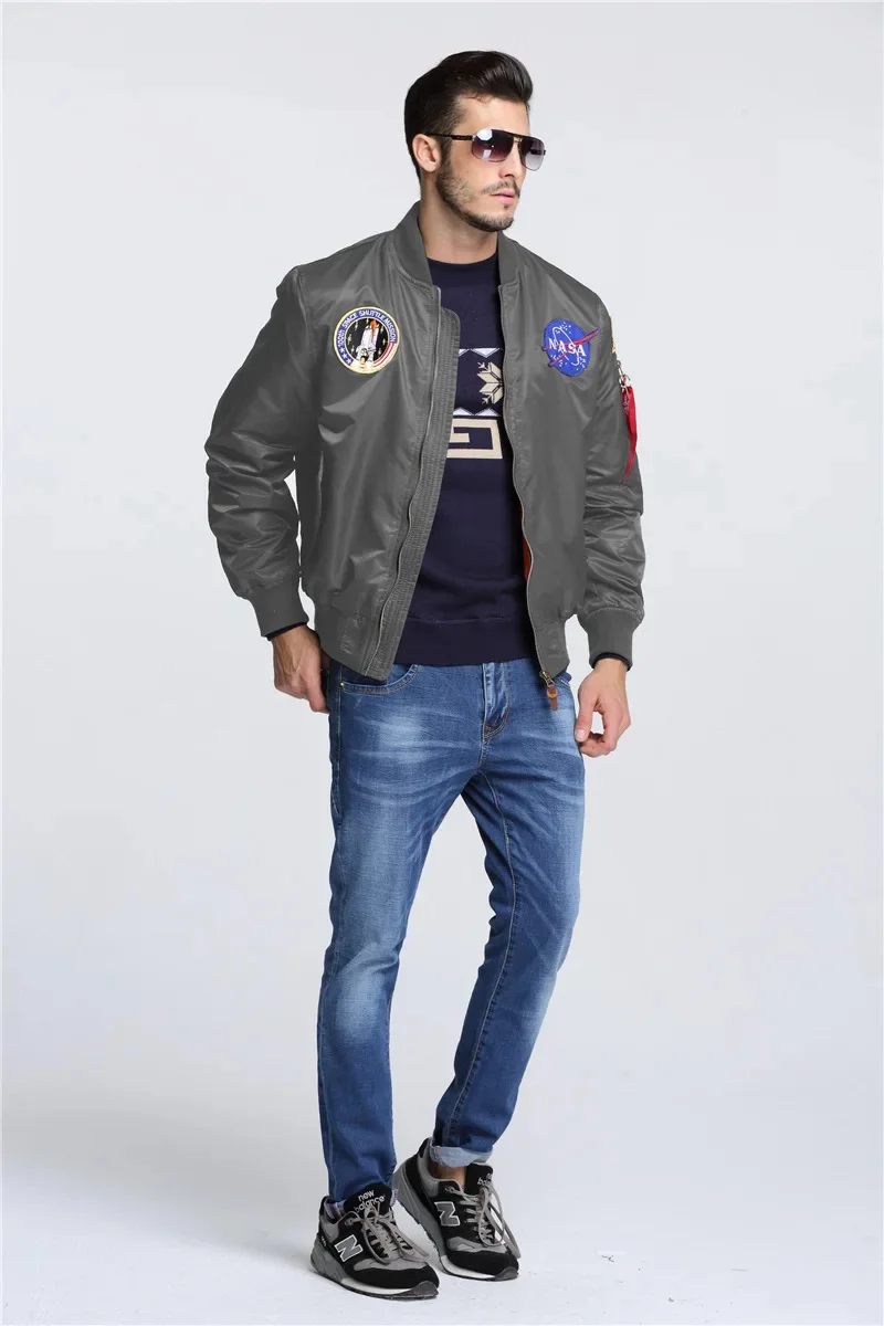 Весенне-осенняя тонкая бейсбольная куртка ВВС США с вышитым значком NASA Pilot