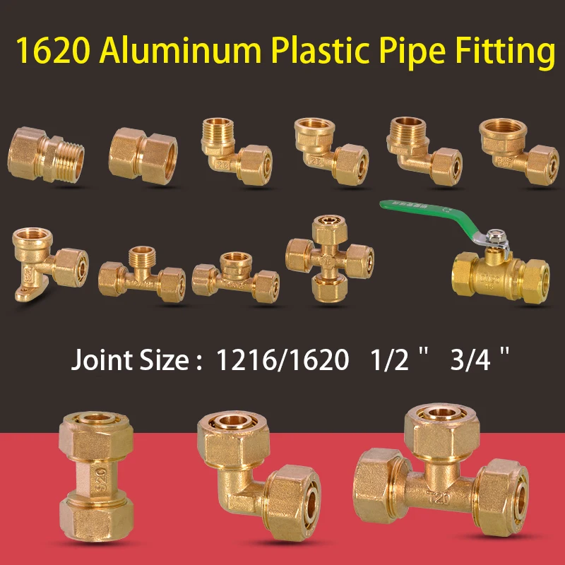 

Латунный фитинг для труб 1/2 дюйма 3/4 дюйма, специальный латунный фитинг для алюминиевой пластиковой трубы 1620 дюйма, медный соединитель, коле...
