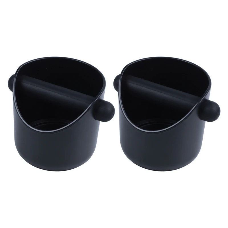

2X Coffee Grind Knock Box And Espresso Dump Bin (Black)