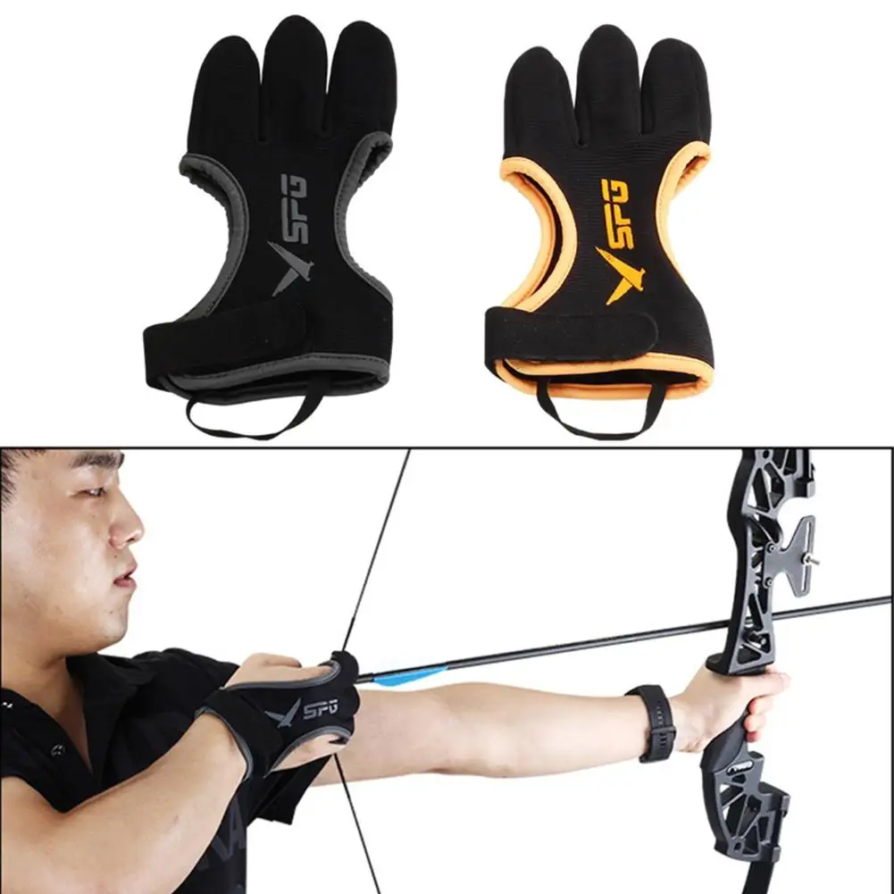 

Outdoor 3 Finger Archery Gloves Ergonomic Design Thickened Adjustable Non Slip Protector Archery Accessories