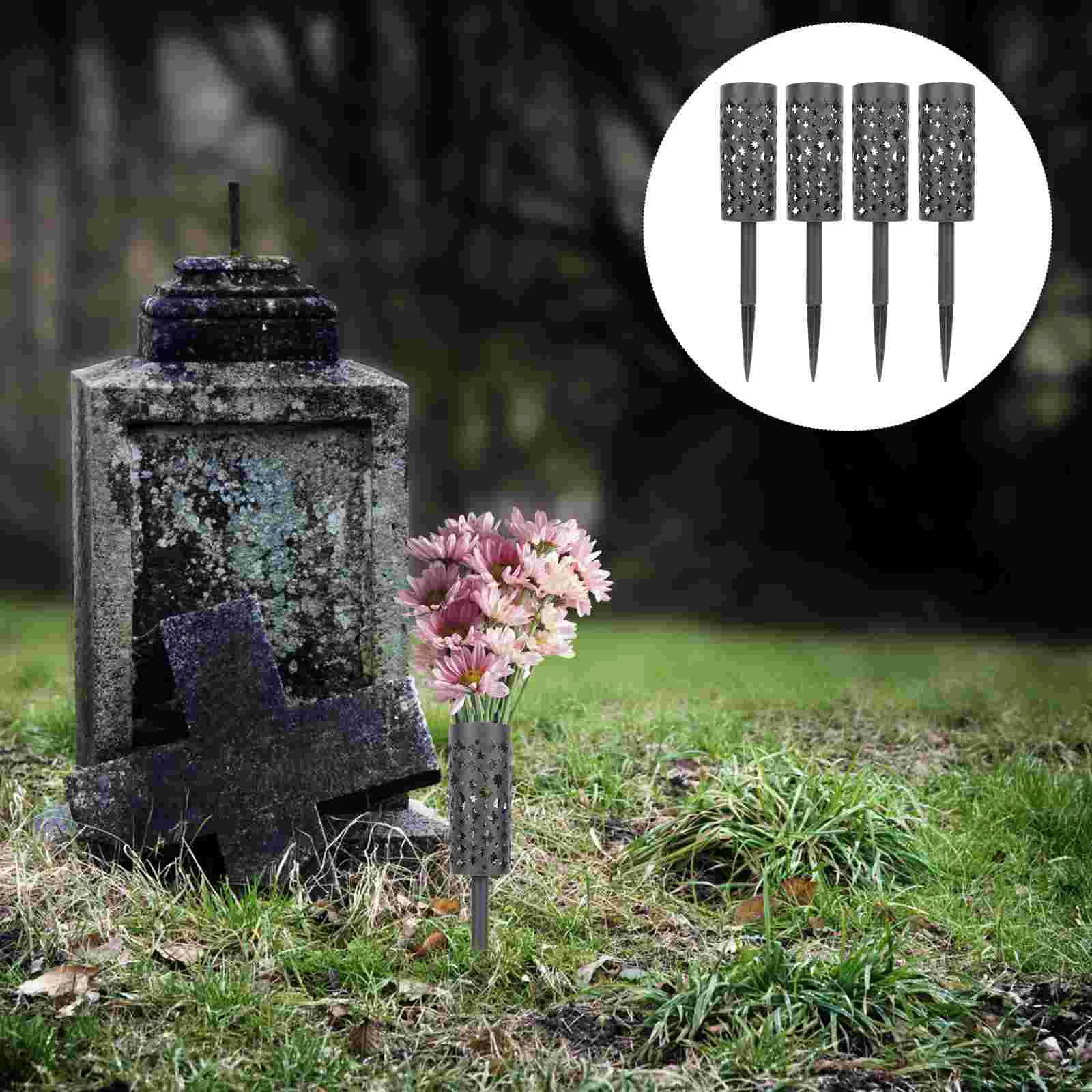

Flower Grave Vase Cemetery Vasesholder Decorations Memorial Cone Container Hollow Floral Spikes Inserted Lawn Ground Spike Stake