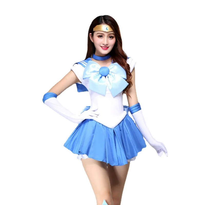 

Athemis Anime Sailor Ami Mizuno Sailor Mercury Cosplay Costume Custom Made Dress Bows Gloves Socks Headband For Kids Adult