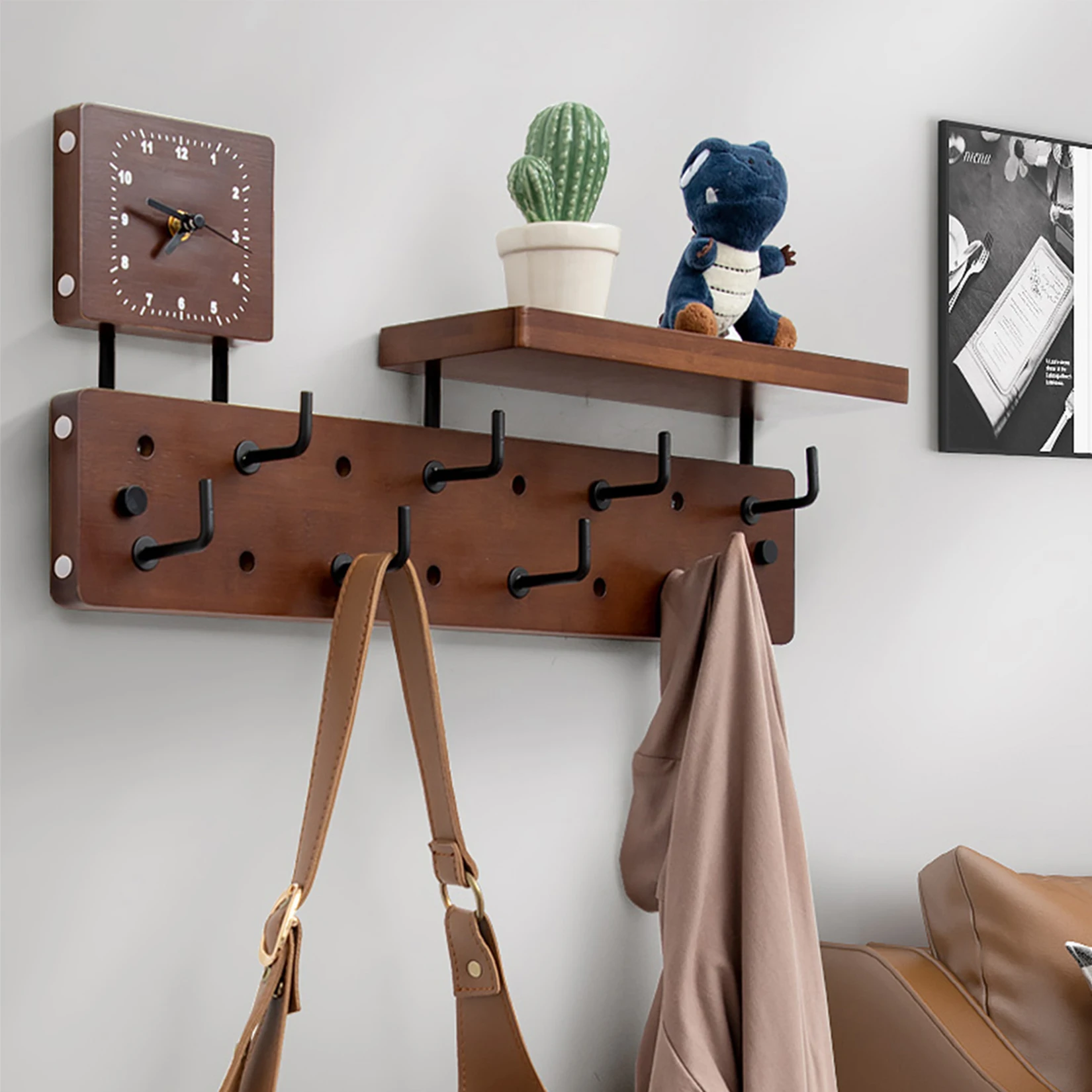 

Декоративные часы, бытовые крючки и держатель крючков для ключей, полка для прихожей, настенная стойка для прихожей с