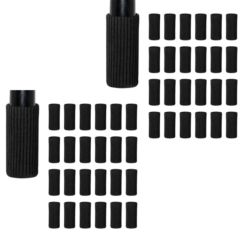 

48 Packs Chair Leg Socks Knitted Furniture Socks Leg Floor Protectors Furniture Table Feet Covers(Black)