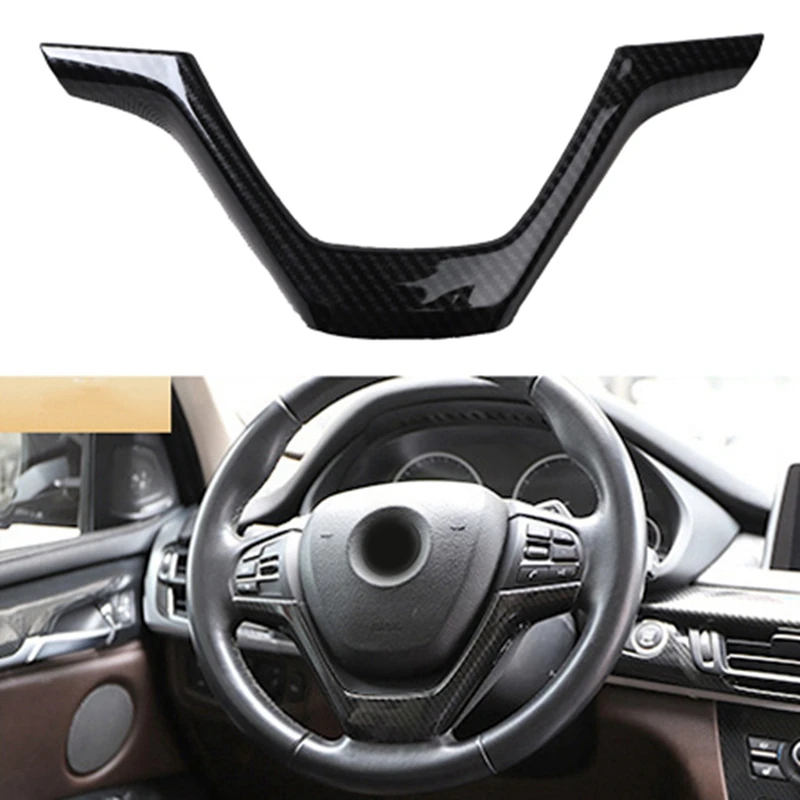 

Car Carbon Fiber Steering Wheel Panel Cover Trim Decoration Frame Sticker For-BMW X5 X6 F15 F16 2014-2019 LHD