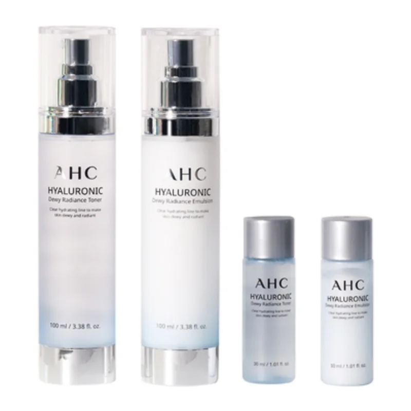 

AHC HYALURONIC dewy radiance toner 100ml+30ml+emulsion 100ml+30ml Anti wrinkle Repair Moisturizing skin set
