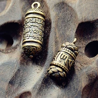 brass mantra buddhist bottle pendant for keychains handmade vintage copper car key chain hangings keyrings jewelry can be opened