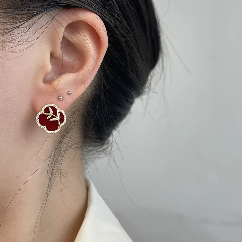 Винтажные красные серьги анголы в гонконгском стиле акриловые геометрические