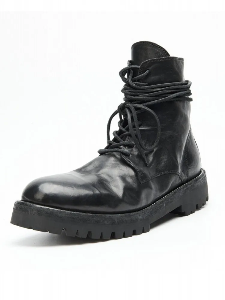 Ботинки мужские из натуральной кожи с круглым носком на шнуровке