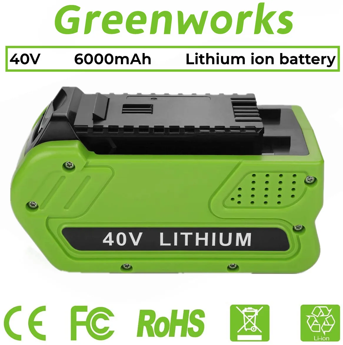 

Batterie de remplacement pour Creabest 6000mAh, 40V, 200w, pour GreenWorks G-MAX GMAX 29462, 29472, 22272, 29717