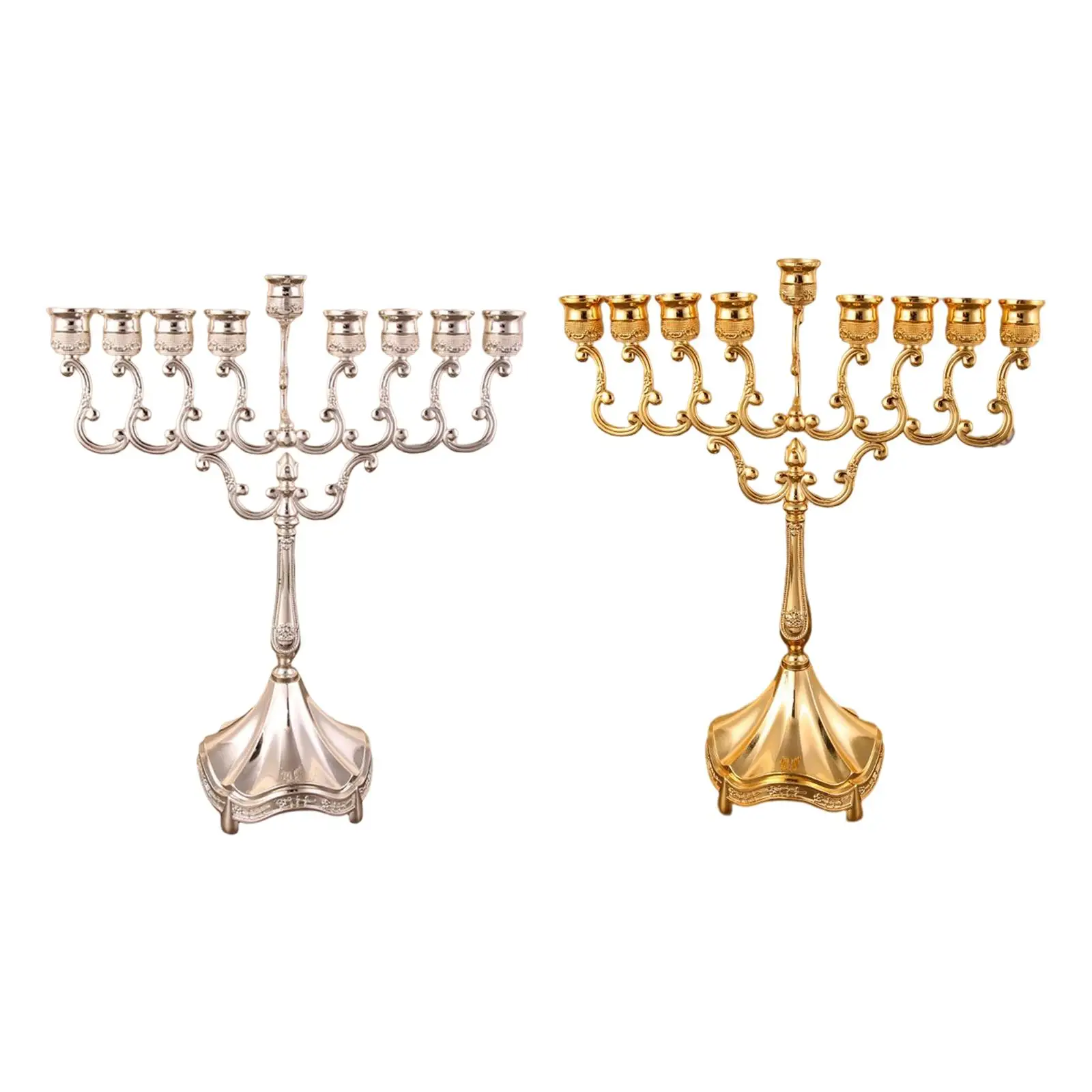 

9 Branches Candle Holders Tabletop Candlesticks Metal Hanukkah Menorah For