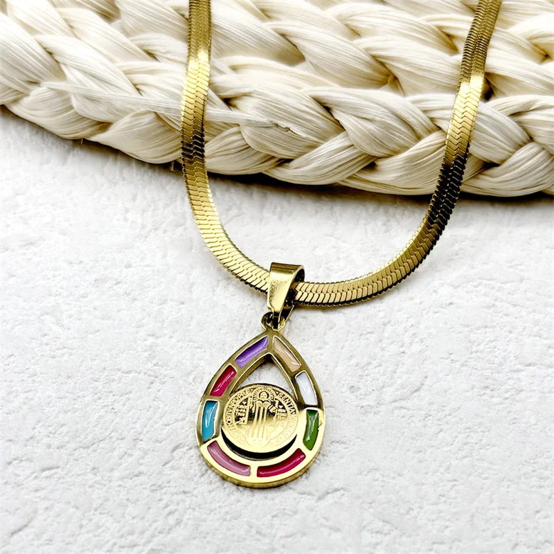 Красочное Эмалированное Ожерелье С Эмблемой Святого Бенедикта Унисекс