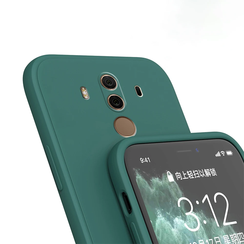 original square liquid silicone case for huawei mate 9 10 pro camera protective cute phone back cover mate9 mate10 10pro fundas free global shipping
