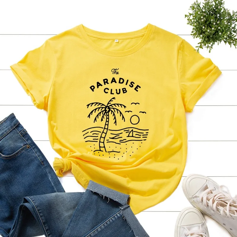 

Футболка женская повседневная с графическим принтом, модная пляжная тенниска с коротким рукавом, повседневная майка с круглым вырезом в ст...