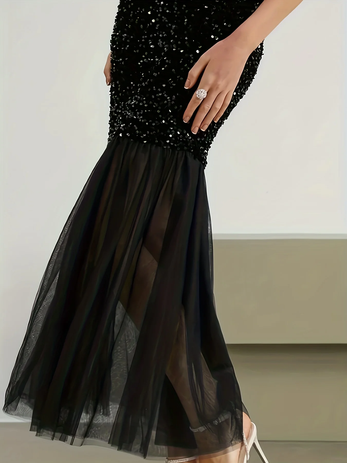 Женское свадебное платье блестящее контрастное Сетчатое подружки невесты с