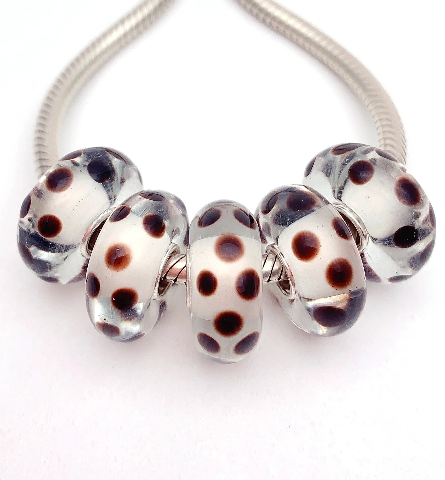 

XHYG321 5X 100% Authenticity S925 Sterling Silver Beads Murano GlassBeads Fit European Charms Bracelet Diy Jewelry Lampwork