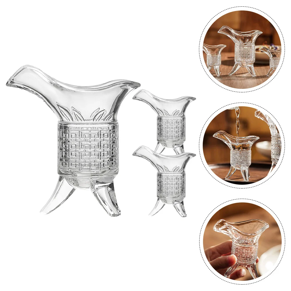 

1 Set of Transparent Exquisite Practical Premium Dispenser Vintage Whiskey Cup Chinese Style Cup for Party