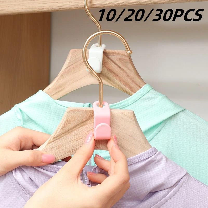 

10/20/30PCS Mini Clothes Hanger Connector Hooks Cascading Plastic Wardrobe Coat Organizer Rack Holder Space Saving Housewares