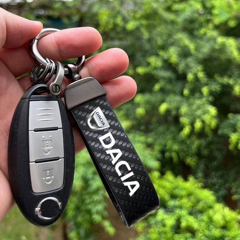 

Car Accessories Key Chain Keyrings Carbon Fiber Leather Keychain Horseshoe Keyring for Dacia Lodgy 2 Mcv Sandero Duster Logan
