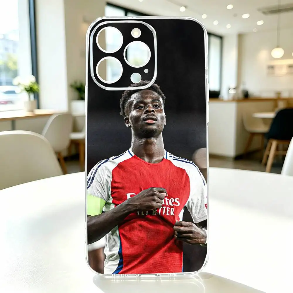 Фото Чехол для телефона Football B-Bukayo Saka 7 для iPhone 17 16 15 14 13 12 11 Mini Pro Max Plus, прозрачный №5