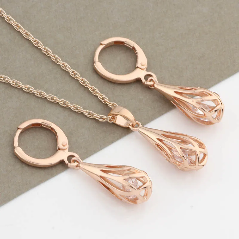 Женские серьги-капельки из розового золота 585 пробы