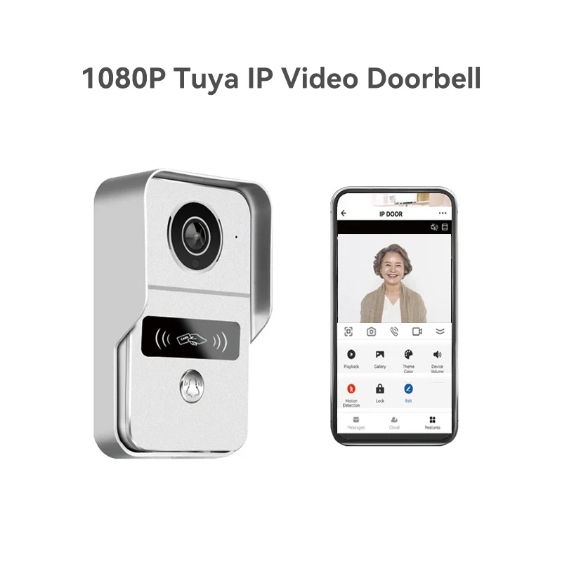 2MP 1080P Tuya APP Rifd Card 48V POE Система контроля доступа IP Дверной звонок WiFI Видеодомофон