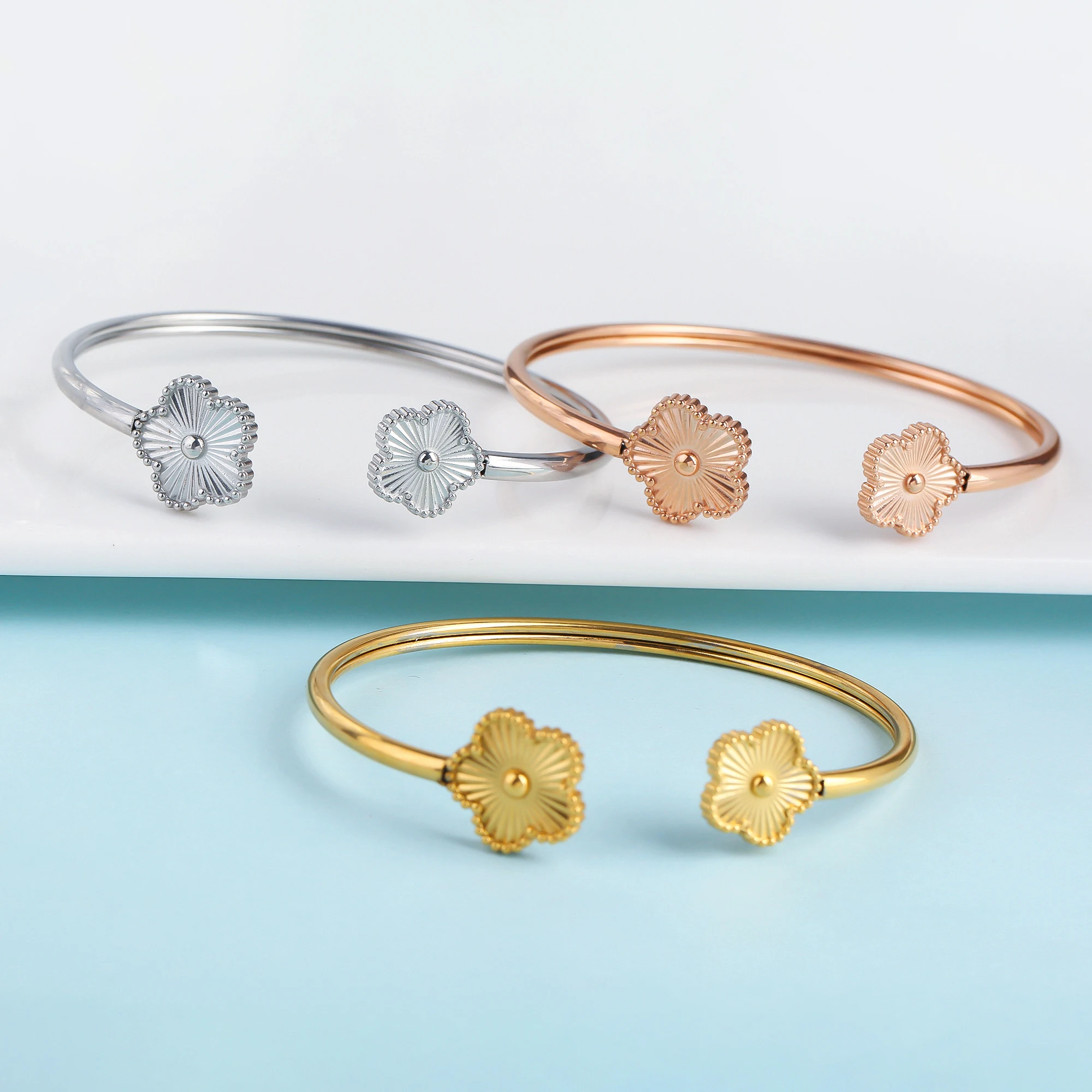 Женский новый дизайн высококачественный металлический браслет в виде цветка