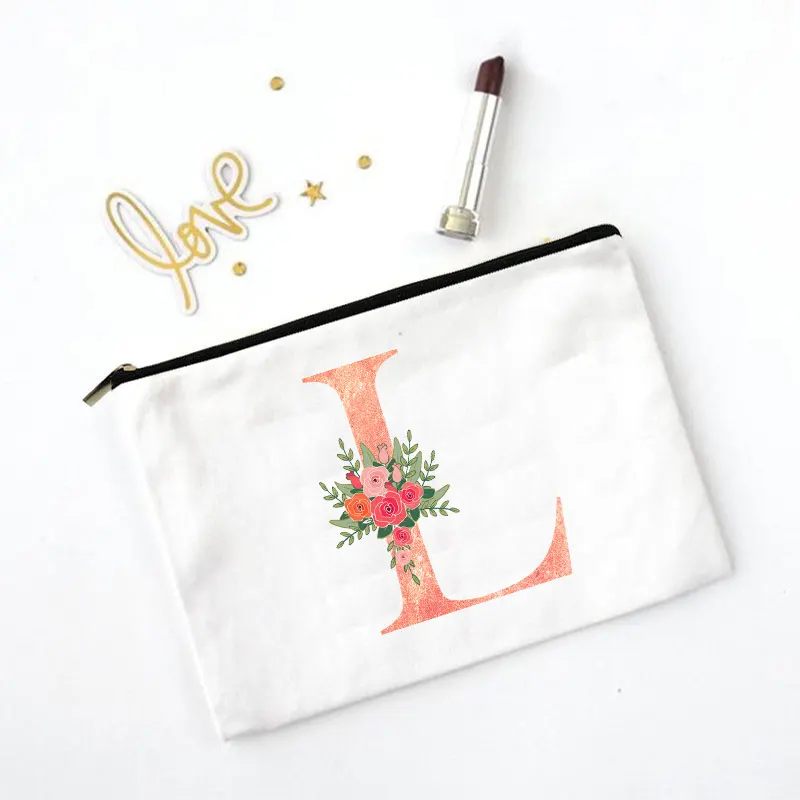 Girl Cosmetic Bag Letter Print MakeUp bag Toiletries Organizer Wash Storage Pouch Wedding Party Bride Gifts makeup bag organizer