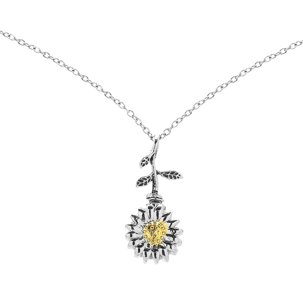 

Jewelry Necklaces Women Accessory Accessories Ash Box Silver Ornament Sunflower Pendant Vintage Chain