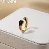 bilandi fashion jewelry simply black enamel ring 2022 new trend vintage temperament ring for women party gifts