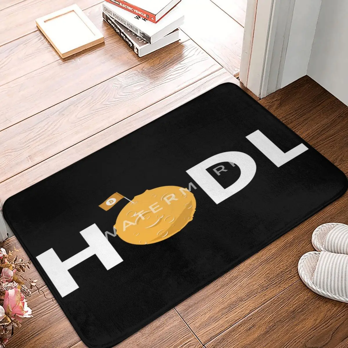 

HODL Bitcoin Cryptocurrency To The Moon Carpet, Polyester Floor Mats Fashionable Bathroom Carpets Festivle Mats Customizable