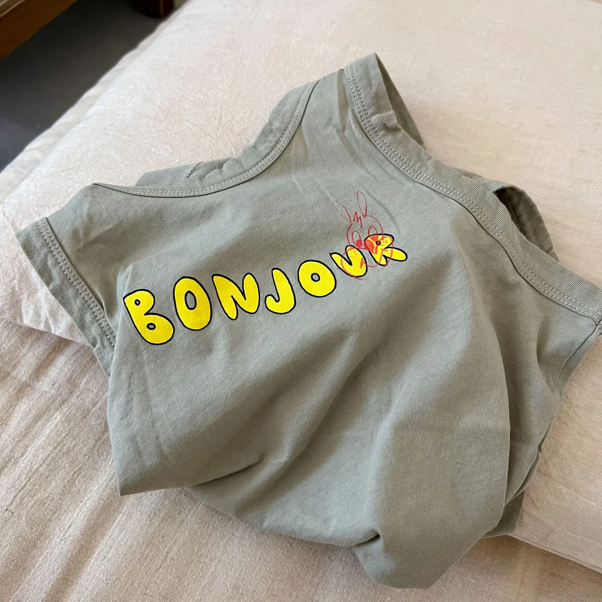 2022 Summer New Children Sleeveless T Shirts Boys Cartoon Vest Fashion Print Kids Vest Cute Baby Tops Soft Cotton Child Tee