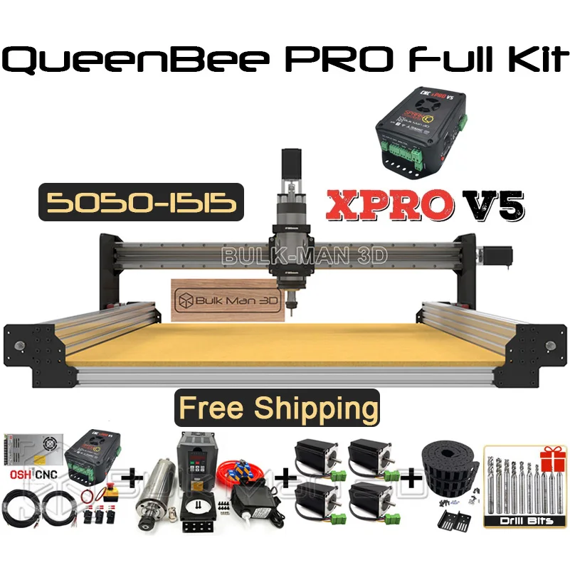 QueenBee PRO CNC Machine Full Kit with xPRO V5 Controller Linear Rails Upgraded CNC Engraver Complete Full Kit Free Shipping