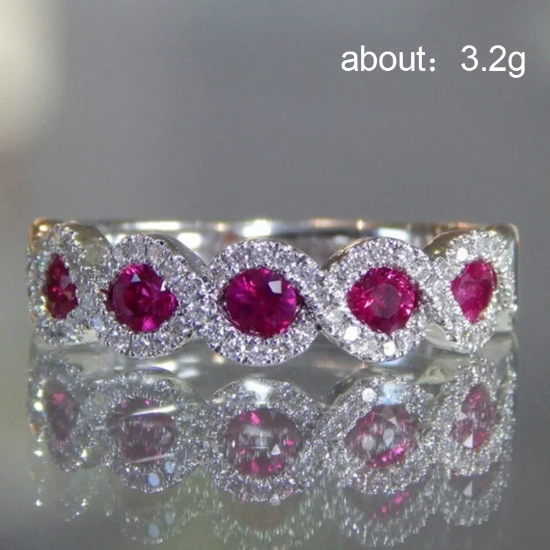 

New European and American Luxury Emerald Zircon Ring Full of Diamonds Micro-set Ruby Ring High-quality Wedding Jewelry