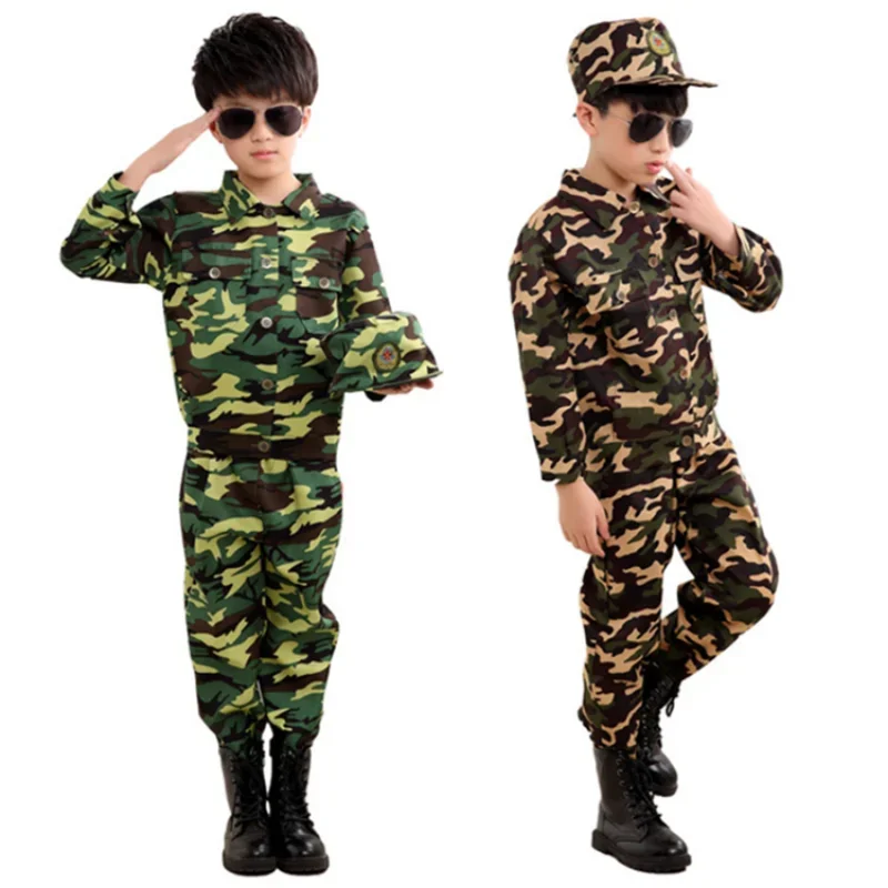 

kids army military scouting combat uniform Green field camouflage Costumes Coat Pants Hat 100-180CM special forces clothing