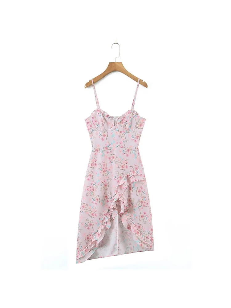 

Женское асимметричное платье с рюшами PB & ZA, винтажное платье с открытой спиной и молнией сзади, модель 2022 года