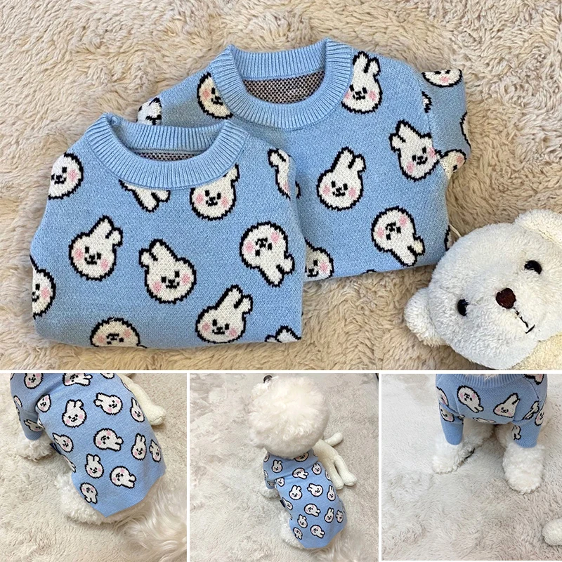 

Пуловер для кошек, свитер, кролик, милый теплый свитер для домашних животных, вязаный жилет для щенков и собак, зимняя одежда для собак, милые...