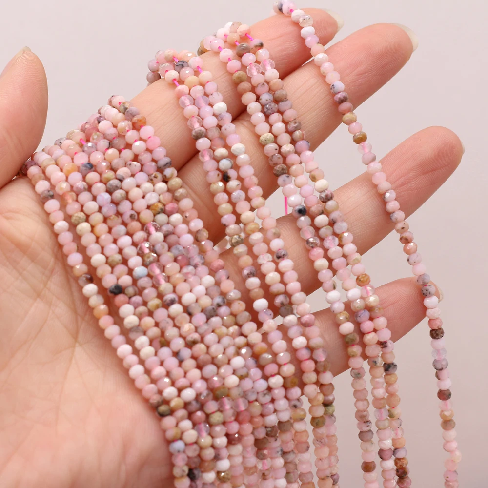 

Pure Natural Semi-precious Stones Faceted Pink Opal Ladies Beaded DIY Necklace Bracelet Jewelry Gift Making 3x2Mm