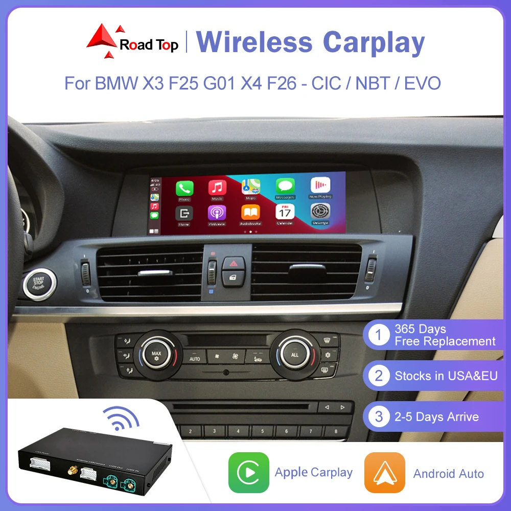 

Wireless Apple CarPlay for BMW CIC,NBT,EVO System X3 F25 G01 X4 F26 2011-2020, with Android Mirror Link AirPlay USB Carplay Kits